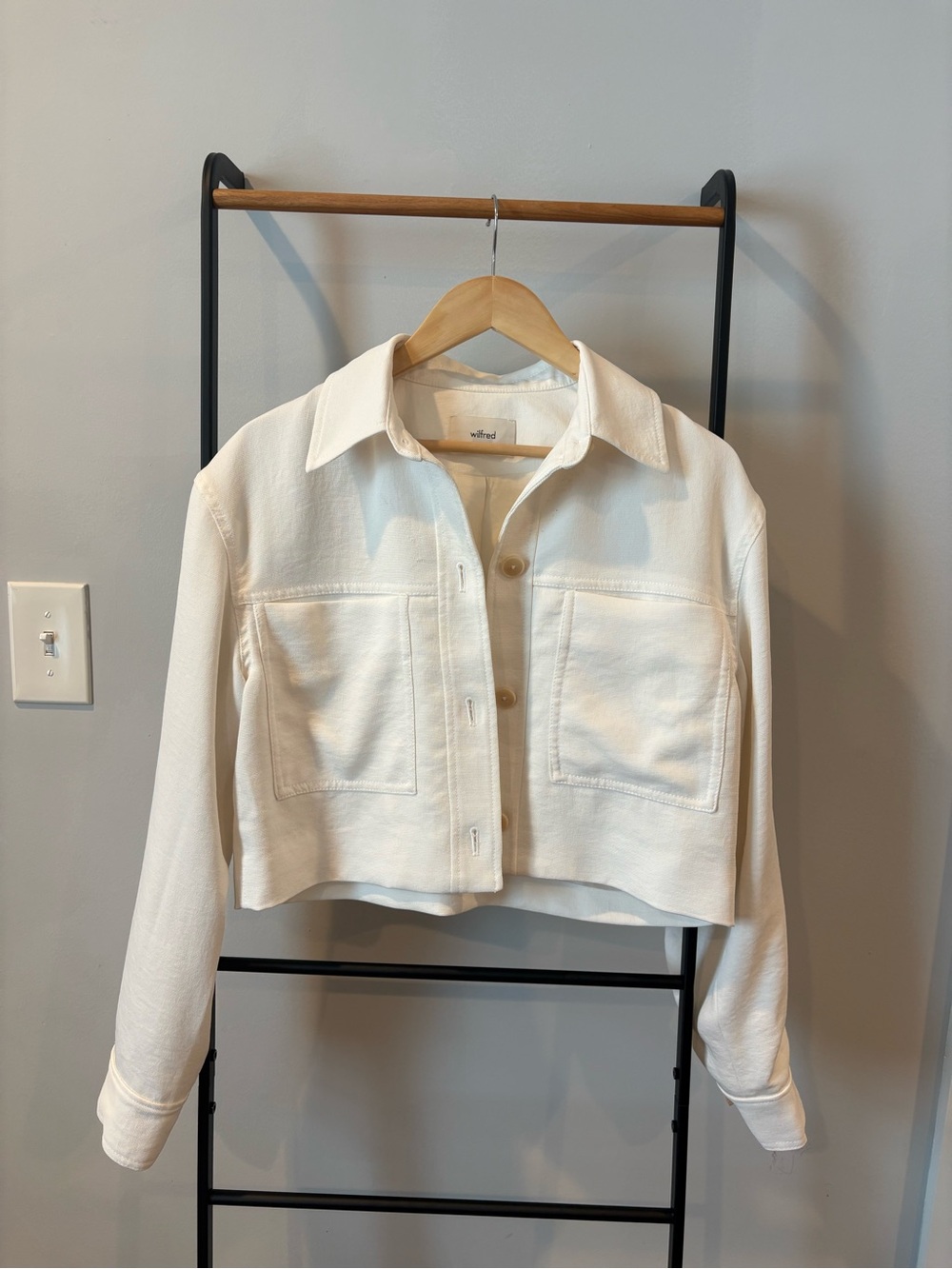 Wilfred Cream Cropped Utility Jean Jacket